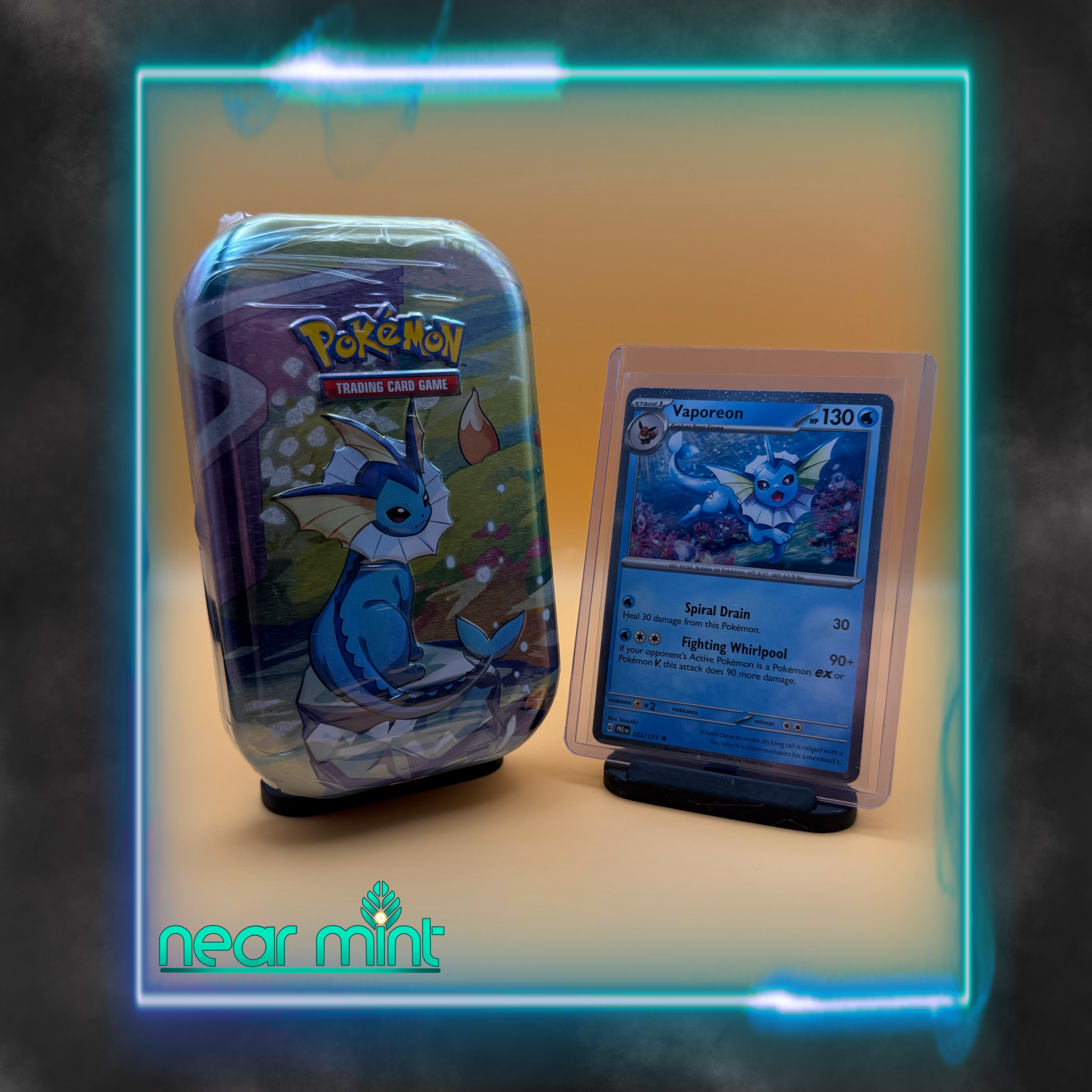 Prismatic Evolutions Mini Tin Vaporeon. Card included!