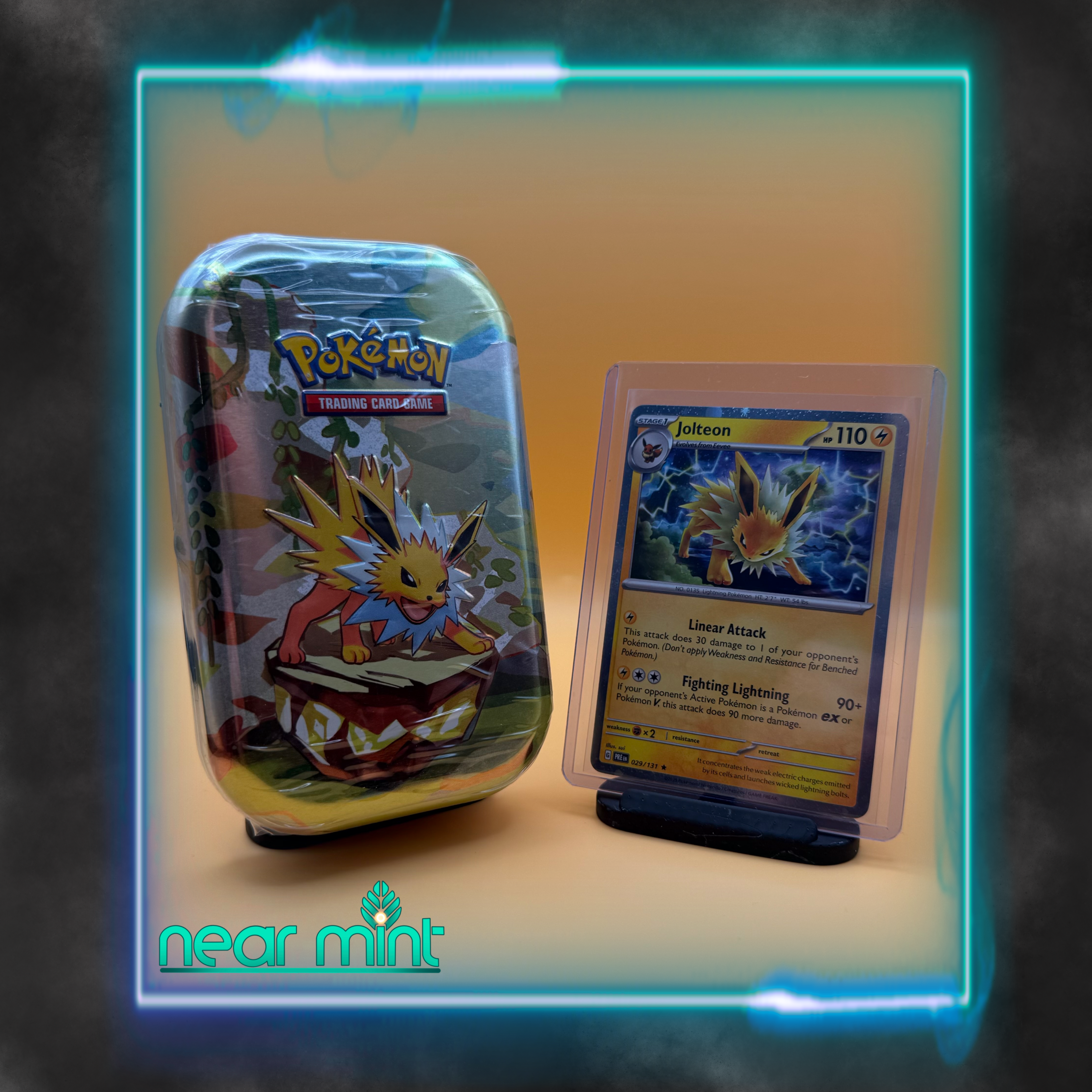 Prismatic Evolutions Mini Tin Jolteon. Card included!