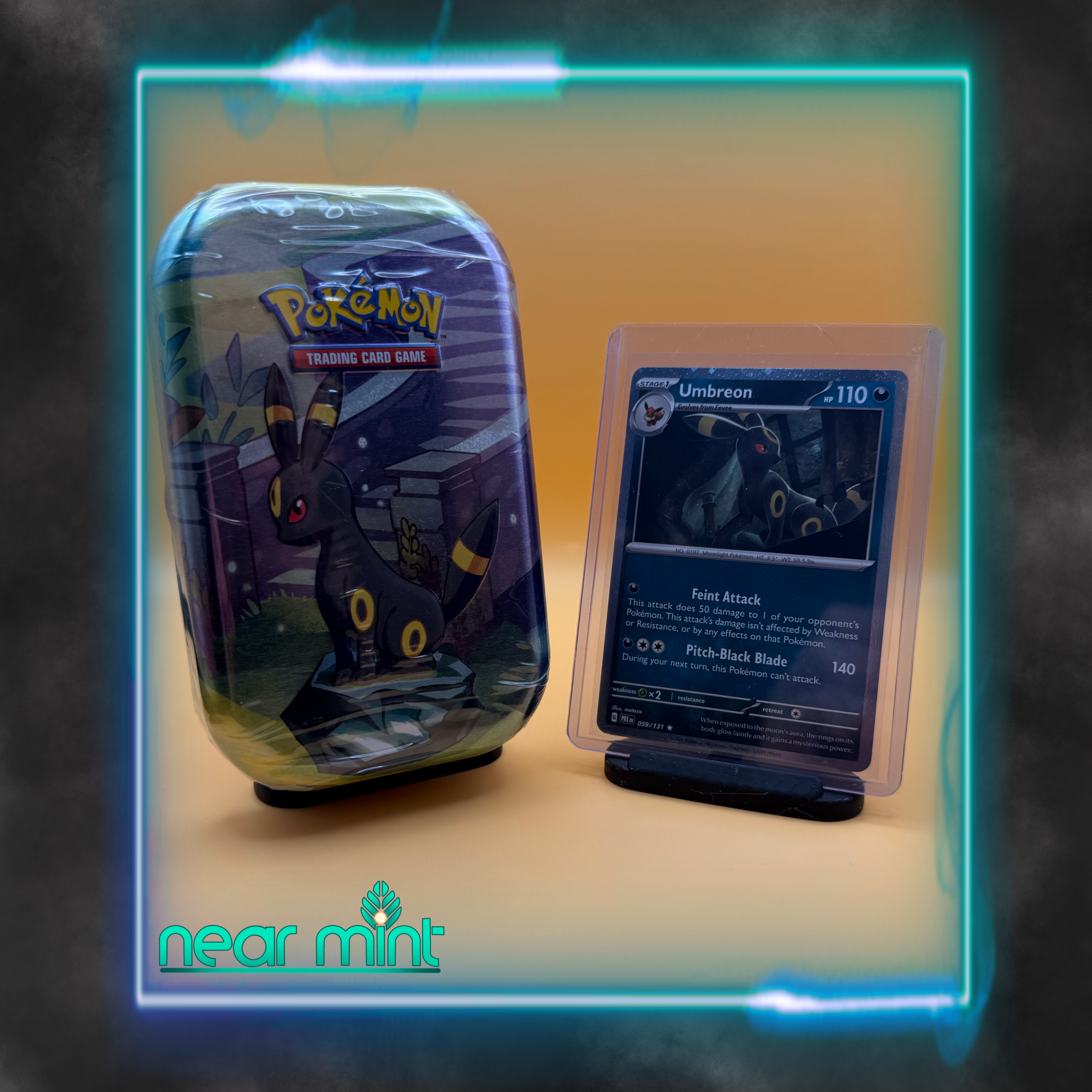 Prismatic Evolutions Mini Tin Umbreon. Card included!